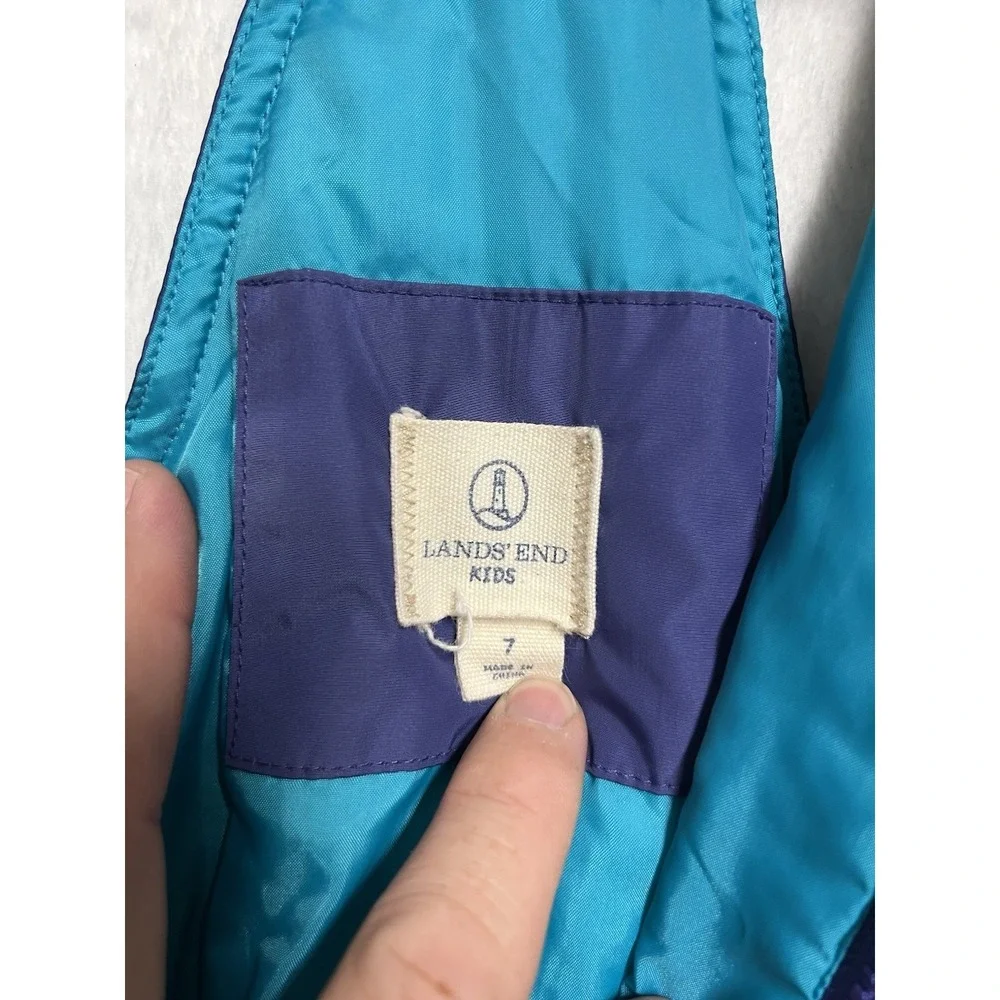 Lands' End Kids Snow Bibs Size 7 Purple Insulated Winter Ski Snow Pants